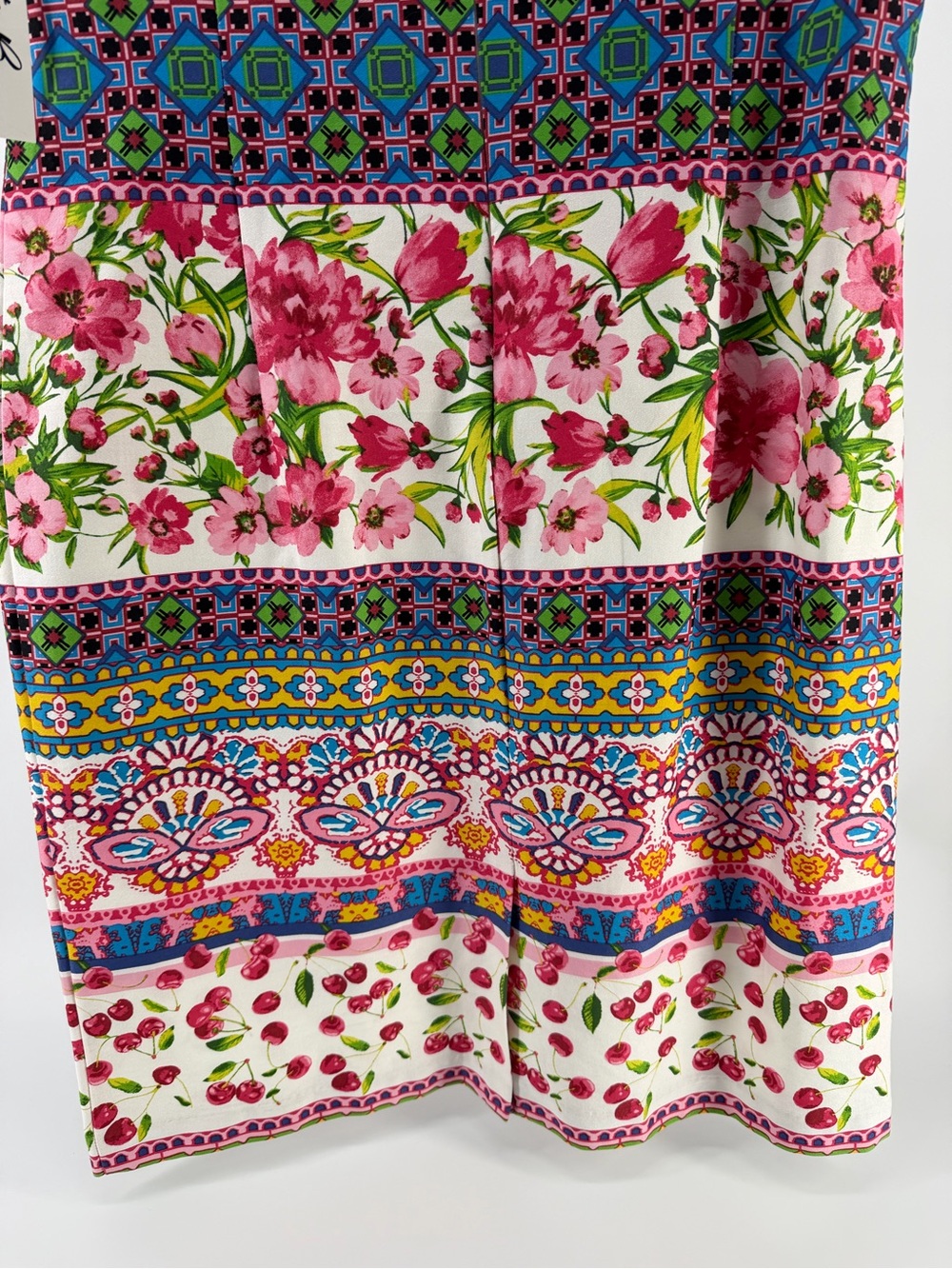 NWT Chetta B Floral Cherry Print Sleeveless Cotton Dress, Women's 14 - Picture 5 of 9